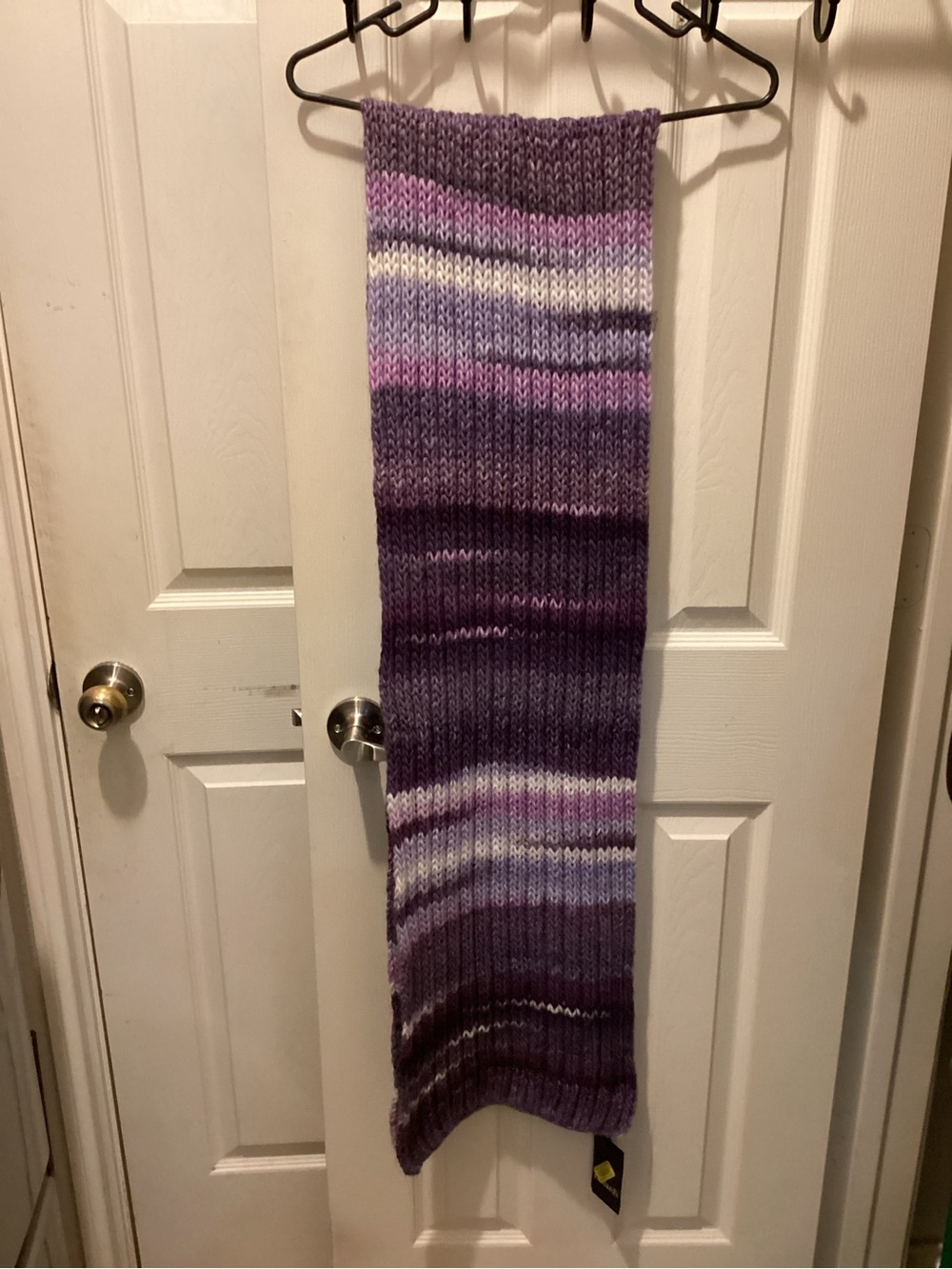 Knit Ombre Purple Striped Scarf - Women’s Cozy Winter Wrap